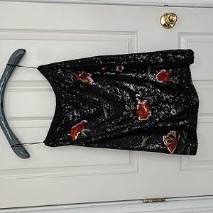 Black sequin flower skirt